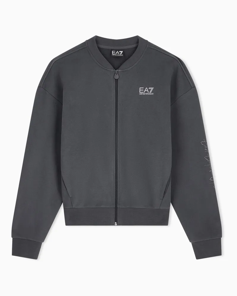 EA7 Regular Fit Sweatshirt Logo Series aus Baumwolljersey Grau
