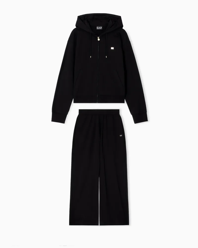 EA7 Trainingsanzug Core Lady aus Baumwollstretch Schwarz