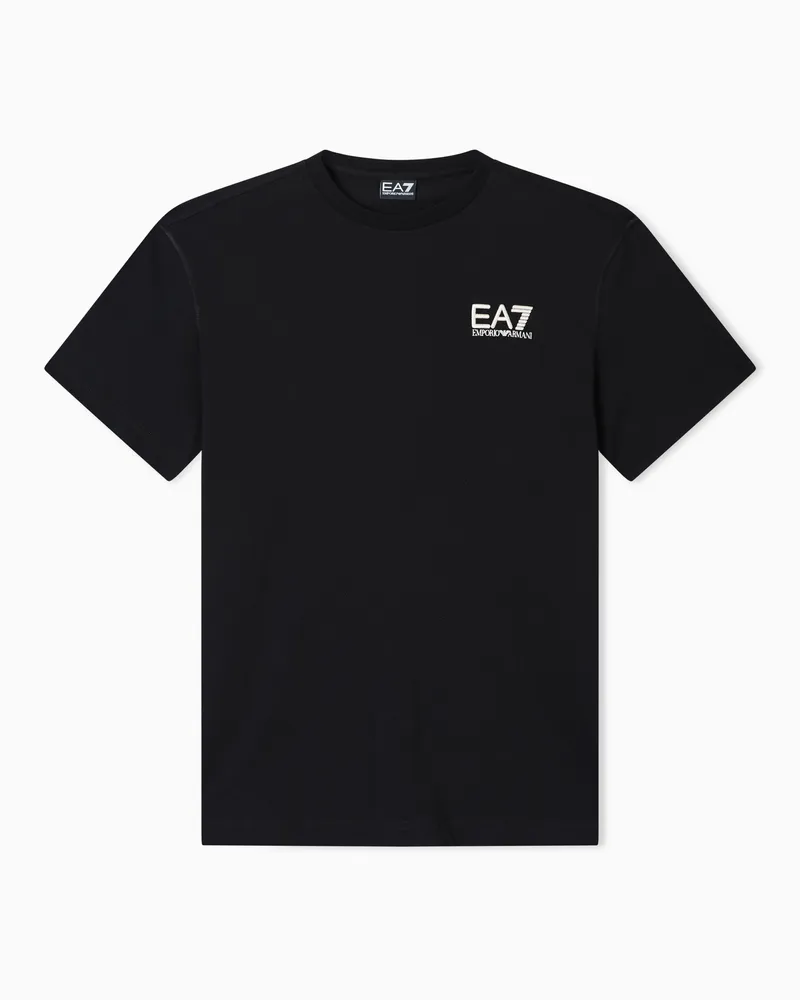 EA7 Graphic Series T-Shirt aus Baumwolljersey Schwarz