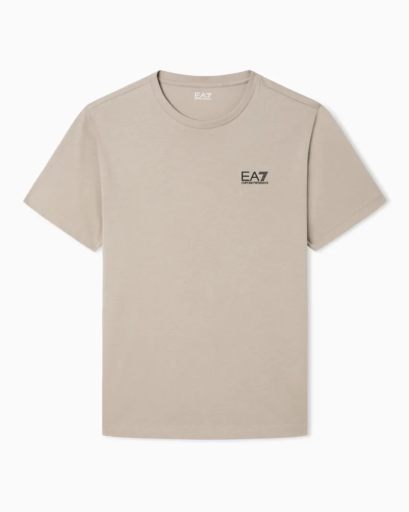 EA7 Core Identity T-Shirt aus Pima-Baumwolle Beige