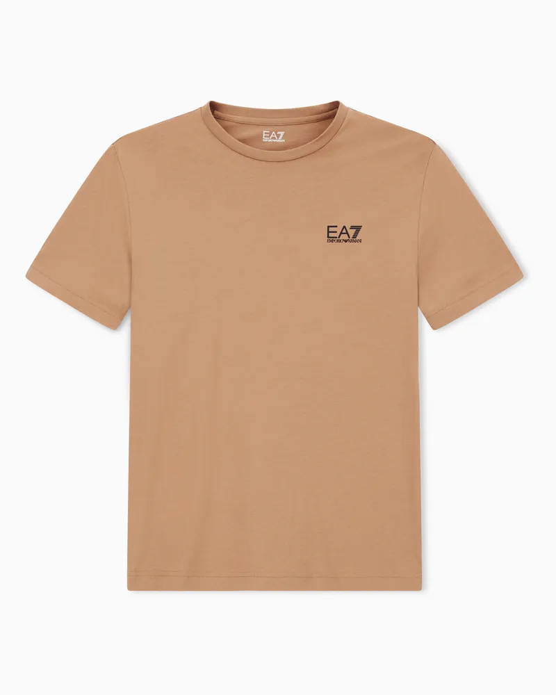 EA7 Core Identity T-Shirt aus Pima-Baumwolle Beige
