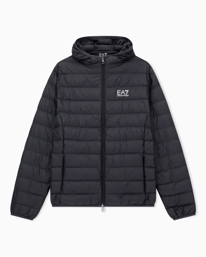 EA7 Core Identity packbare Daunenjacke mit Kapuze Grau