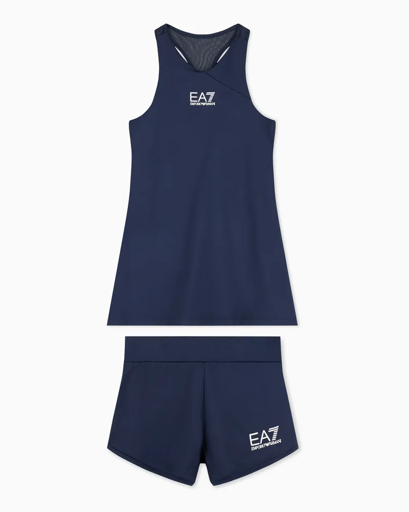 EA7 Tennis Pro Girl Kleid aus VENTUS7-Funktionsgewebe Marineblau