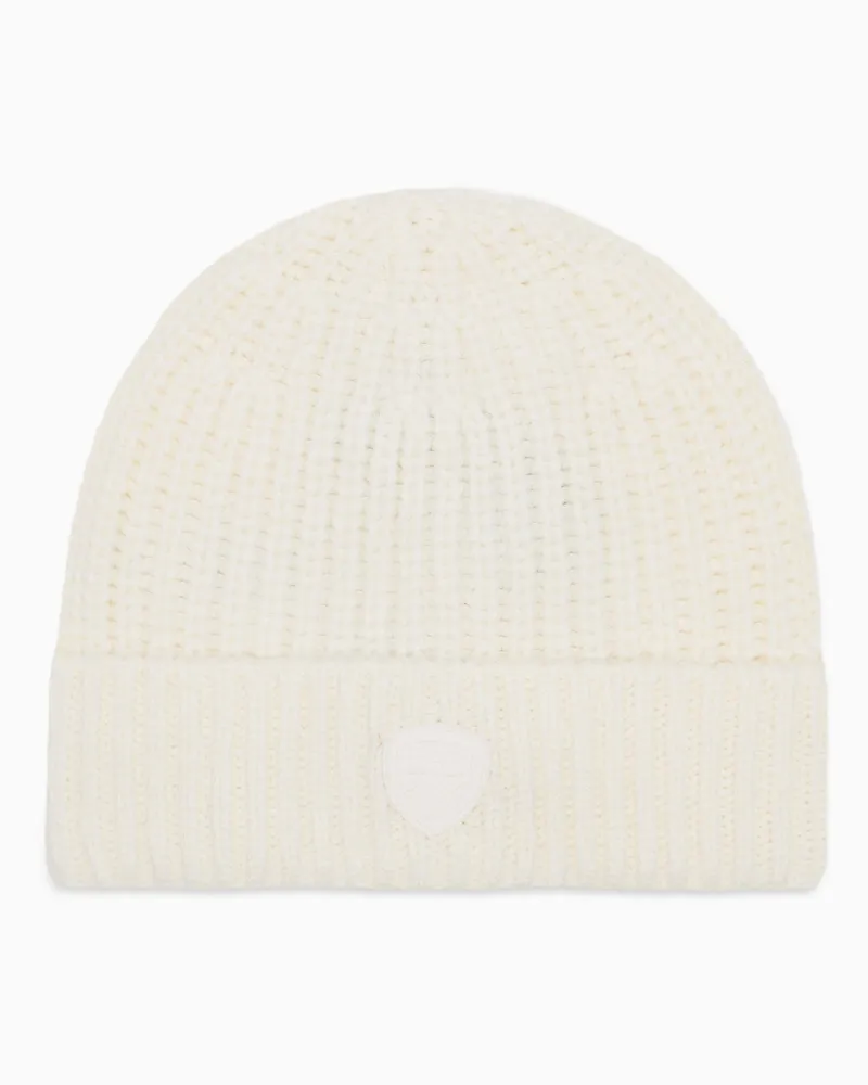 EA7 Beanie Style 3 mit Regular Fit aus Polyamid und Schurwolle Weiß