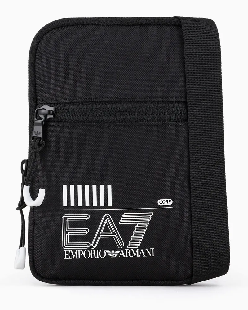 EA7 Mini Train Core Umhängetasche aus recyceltem Gewebe Schwarz