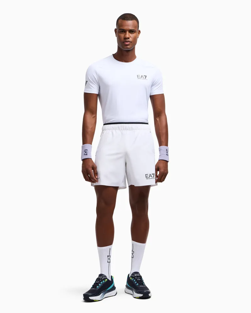 EA7 Tennis Pro Shorts aus VENTUS7-Funktionsgewebe Weiß