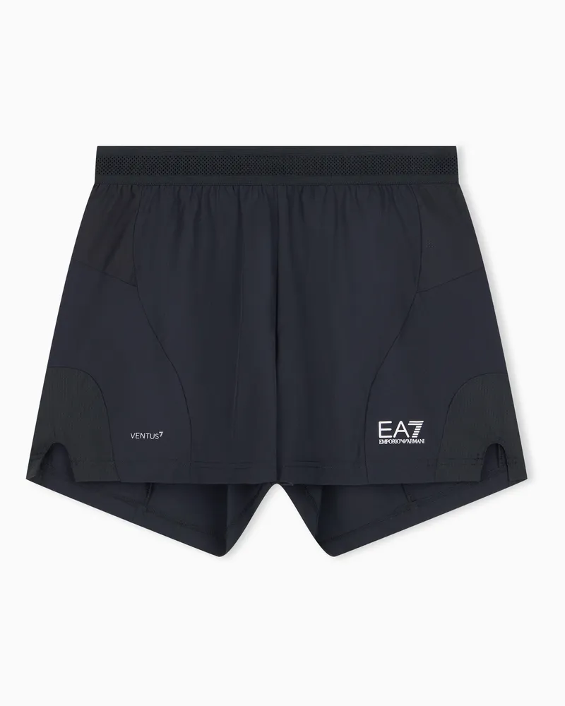 EA7 Shorts Ventus 7 aus atmungsaktivem Funktionsgewebe Schwarz