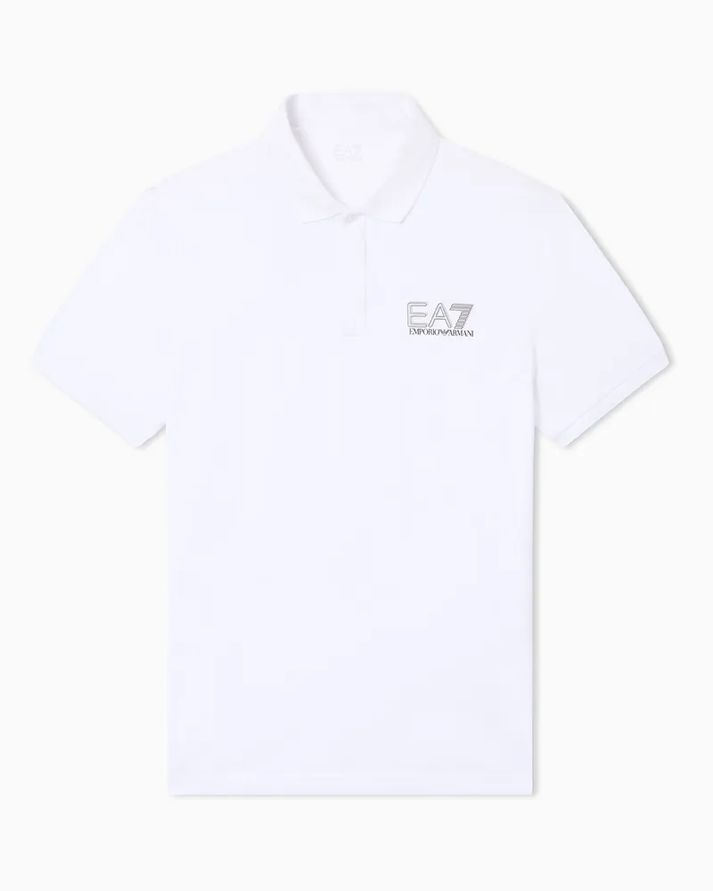 EA7 T-Shirt Visibility aus Baumwoll-Jersey Weiß