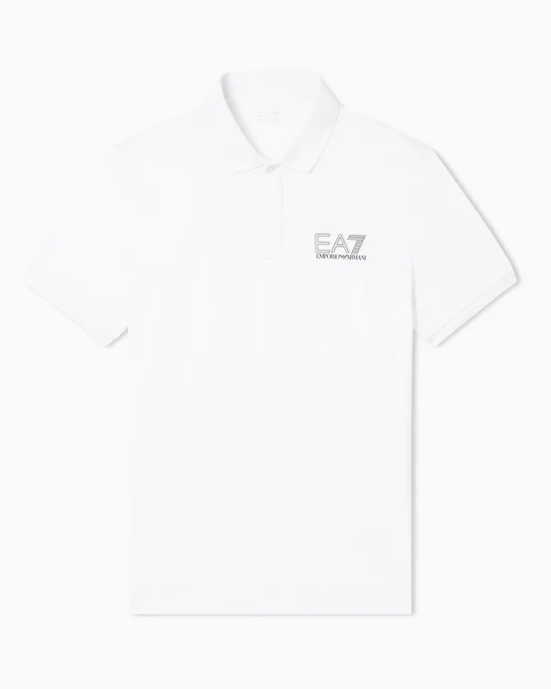 EA7 T-Shirt Visibility aus Baumwoll-Jersey Weiß