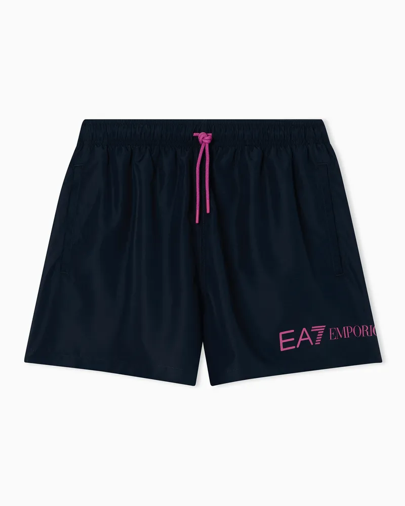 EA7 ASV Badeboxershorts mit Logo Blau