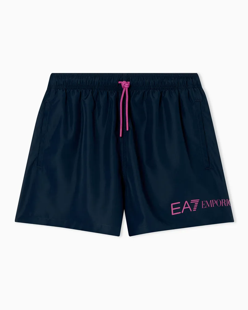 EA7 ASV Badeboxershorts mit Logo Blau