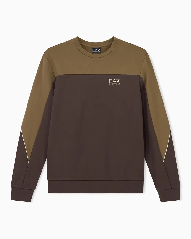 EA7 Sweatshirt mit Baumwollanteil und regularer Schnitt Braun