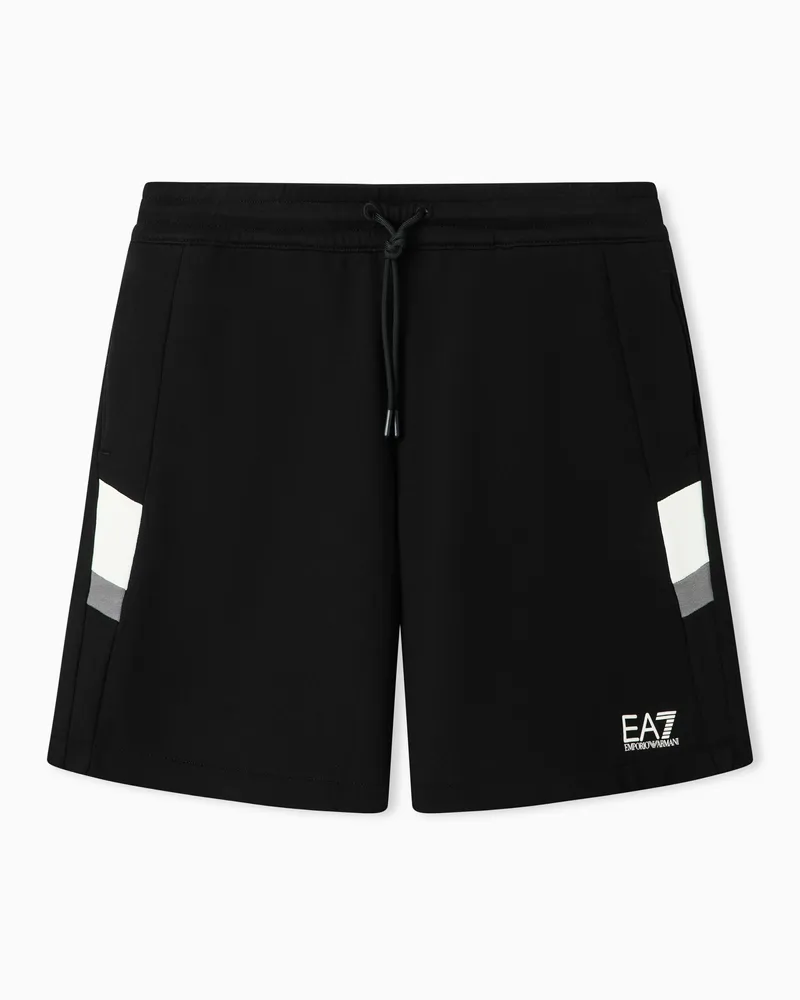 EA7 Summer Block Shorts aus reiner Baumwolle Schwarz