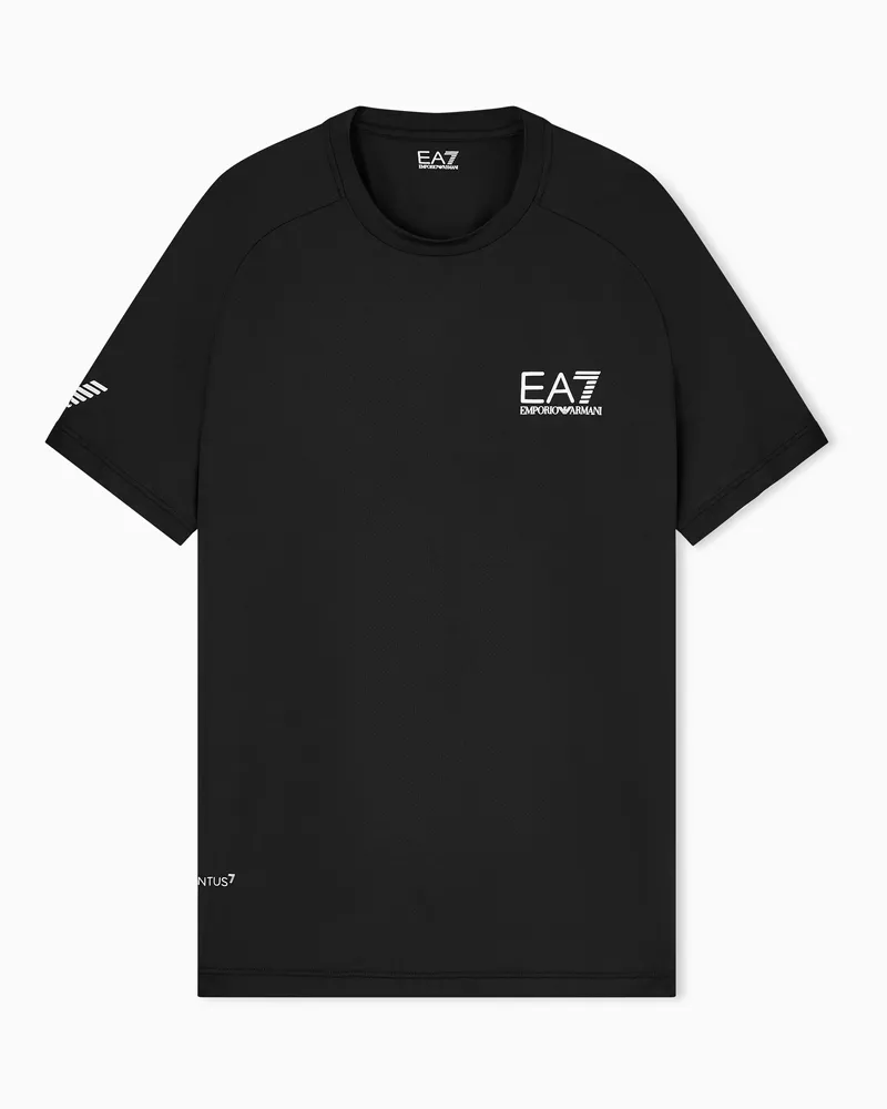 EA7 Ventus7-Funktionsgewebe T-Shirt mit Kurzarm für Tennis Pro Schwarz