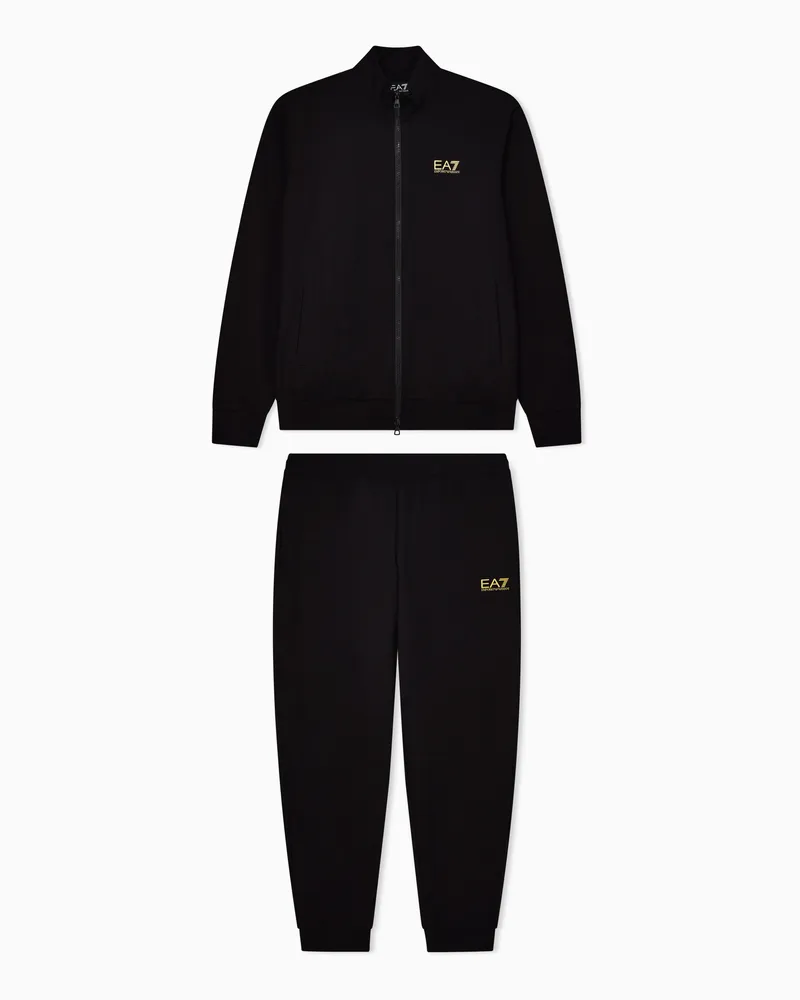 EA7 Core Identity Baumwoll-Trainingsanzug Schwarz