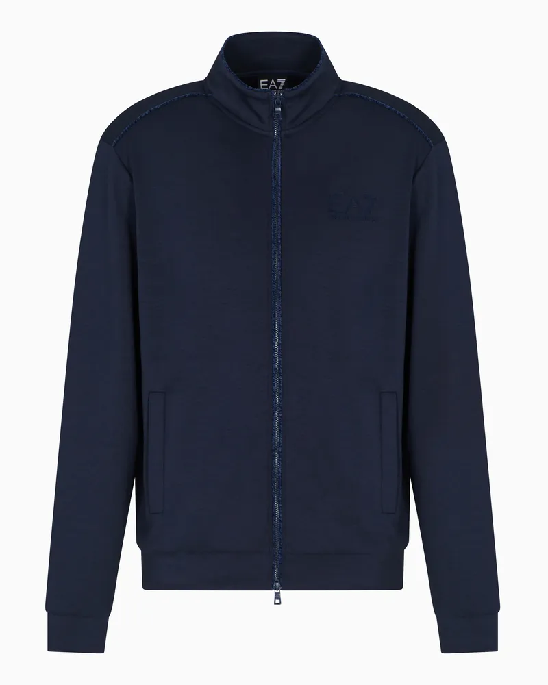 EA7 Lux Identity Sweatshirt aus Interlock-Modal-Mischung Marineblau