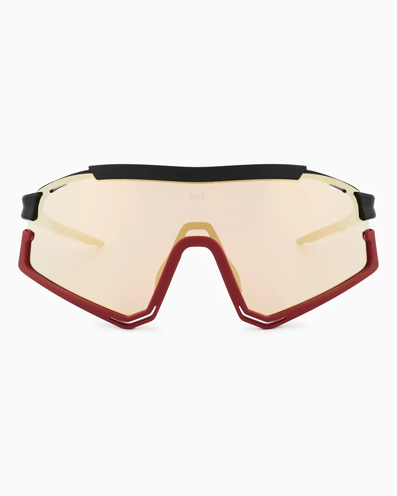 EA7 Sportliche Sonnenbrille mit unregelmäßig geformter Fassung Schwarz