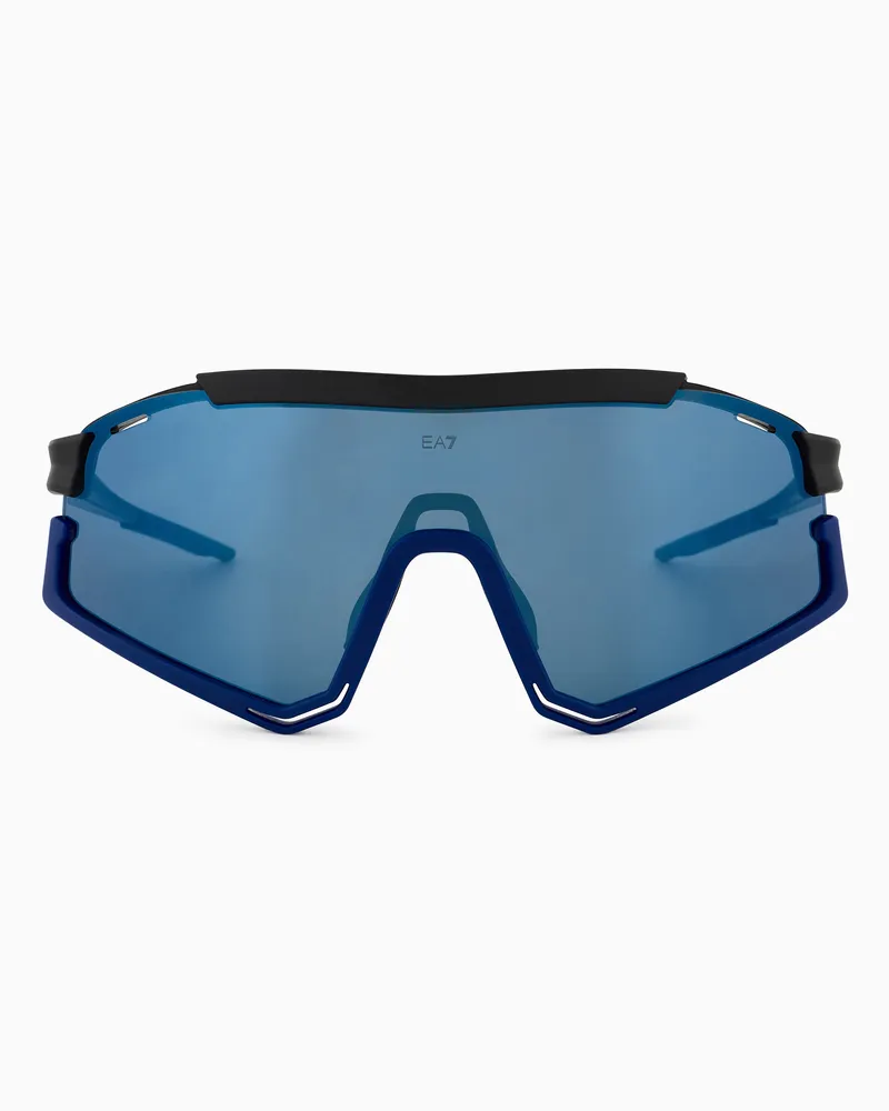 EA7 Sportliche Sonnenbrille mit unregelmäßig geformter Fassung Schwarz