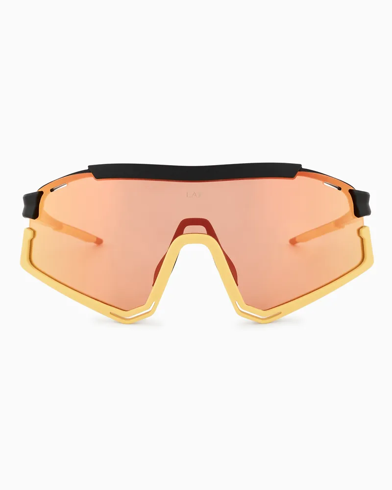 EA7 Sportliche Sonnenbrille mit unregelmäßig geformter Fassung Schwarz