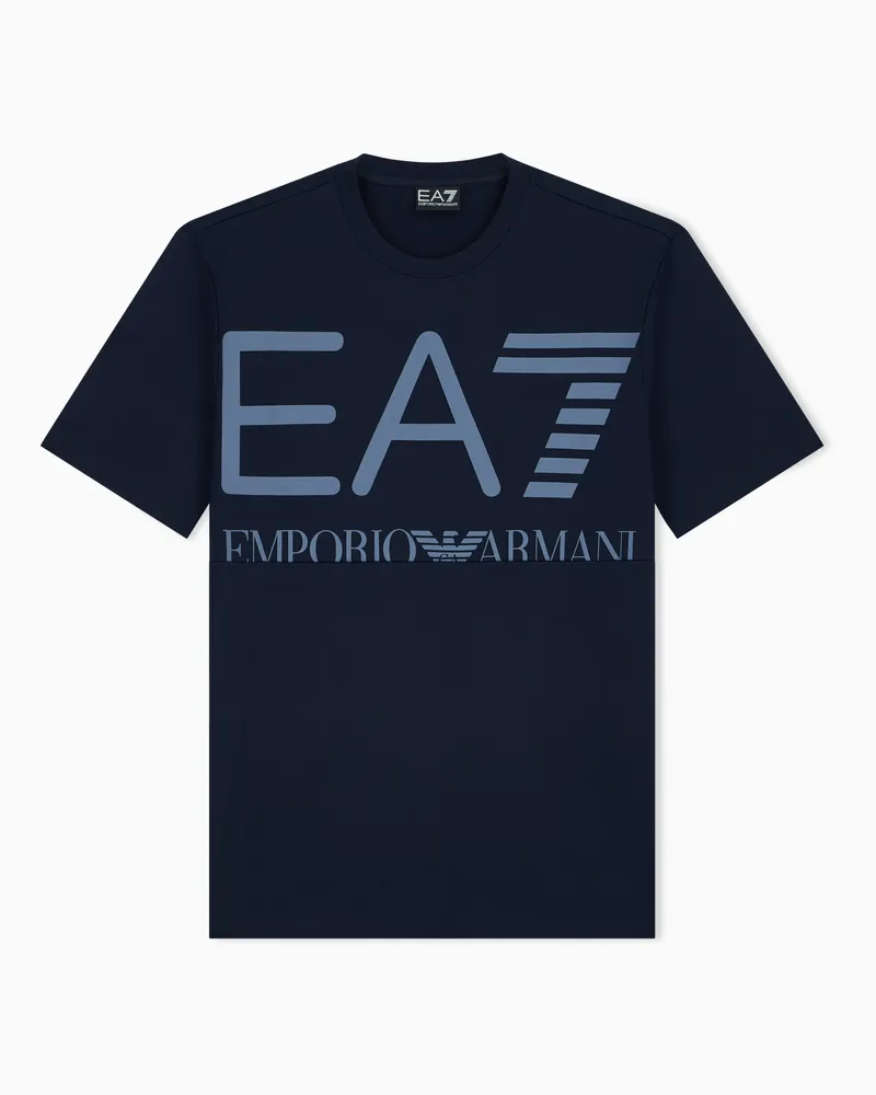 EA7 T-Shirt Logo Series aus Baumwolljersey im Regular Fit Marineblau