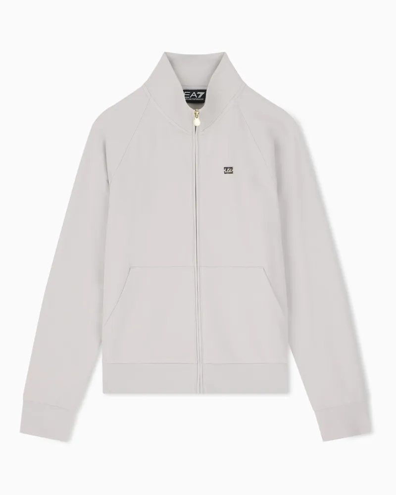 EA7 Baumwollstretch Sweatshirt mit Reißverschluss Core Lady Grau