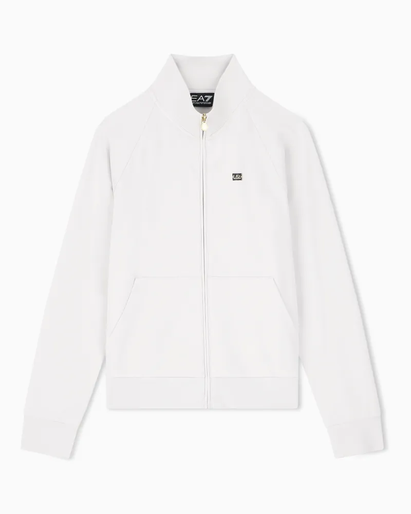 EA7 Baumwollstretch Sweatshirt mit Reißverschluss Core Lady Grau