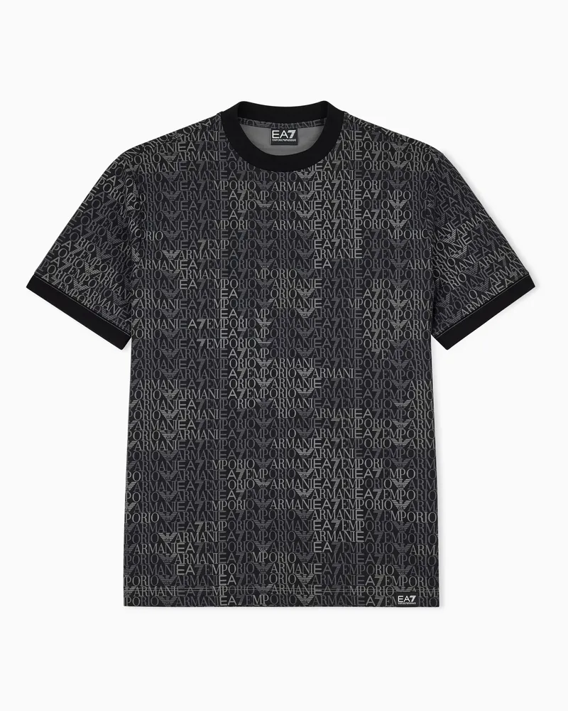 EA7 T-Shirt Logo Series mit Regular Schnitt aus Baumwolljersey Schwarz