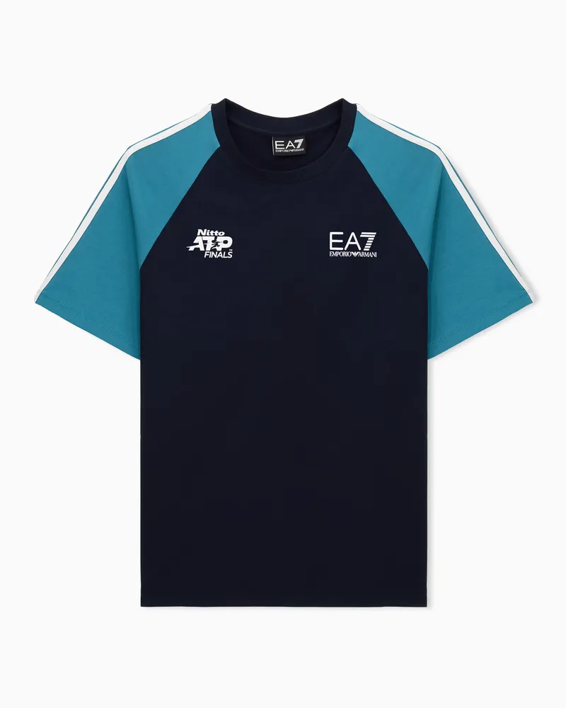 EA7 Nitto ATP Finals T-Shirt aus Baumwollmischung Blau