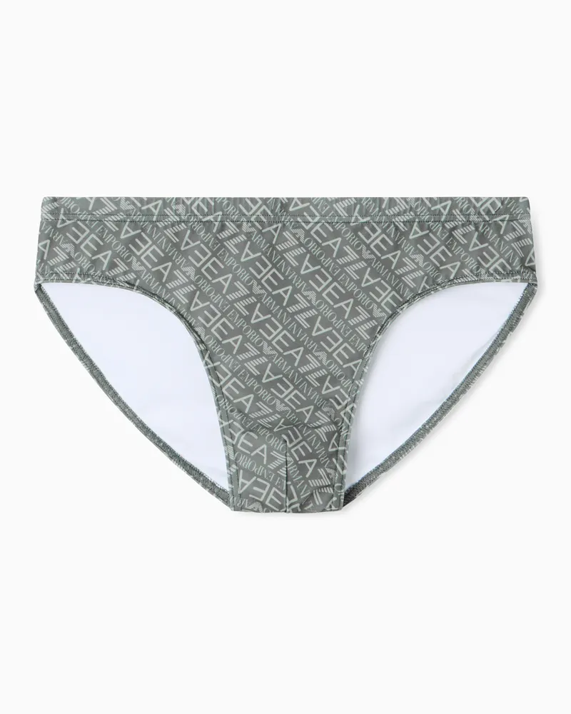 EA7 ASV Graphic Series Badeslip mit Monogramm-Print Grün