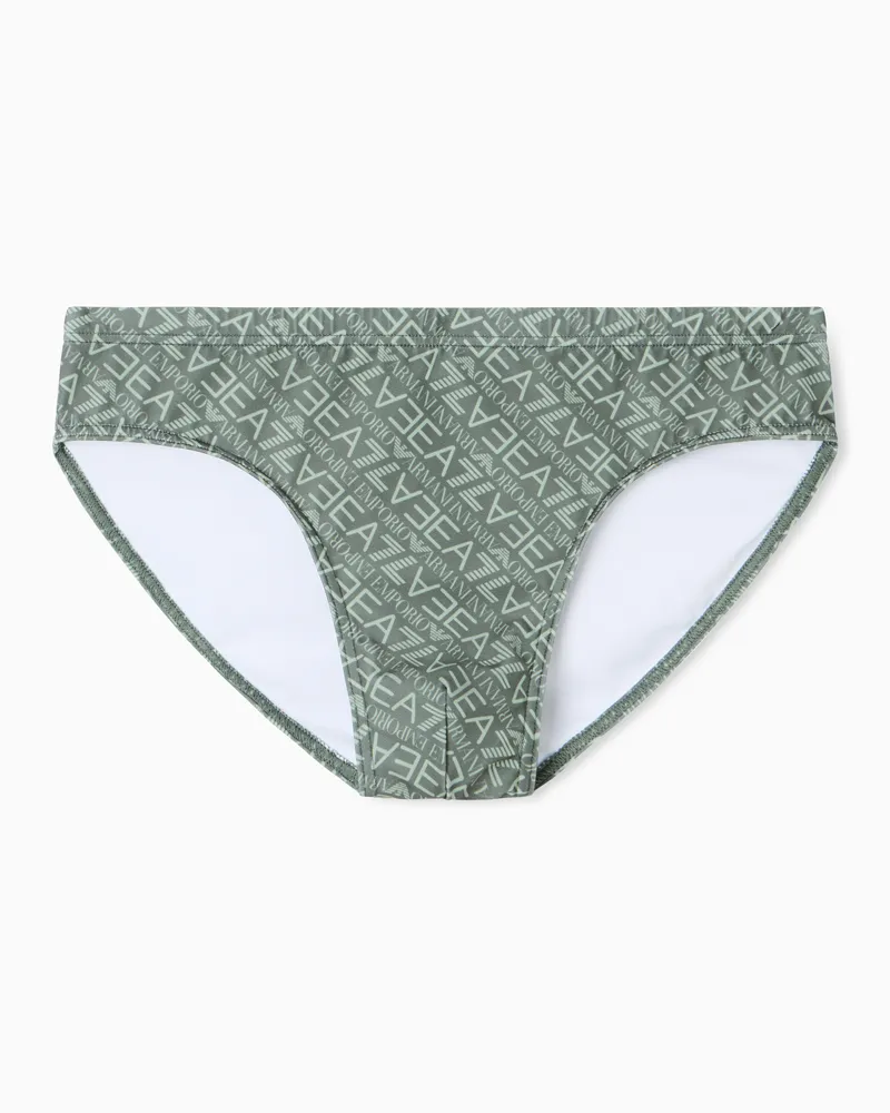 EA7 ASV Graphic Series Badeslip mit Monogramm-Print Grün