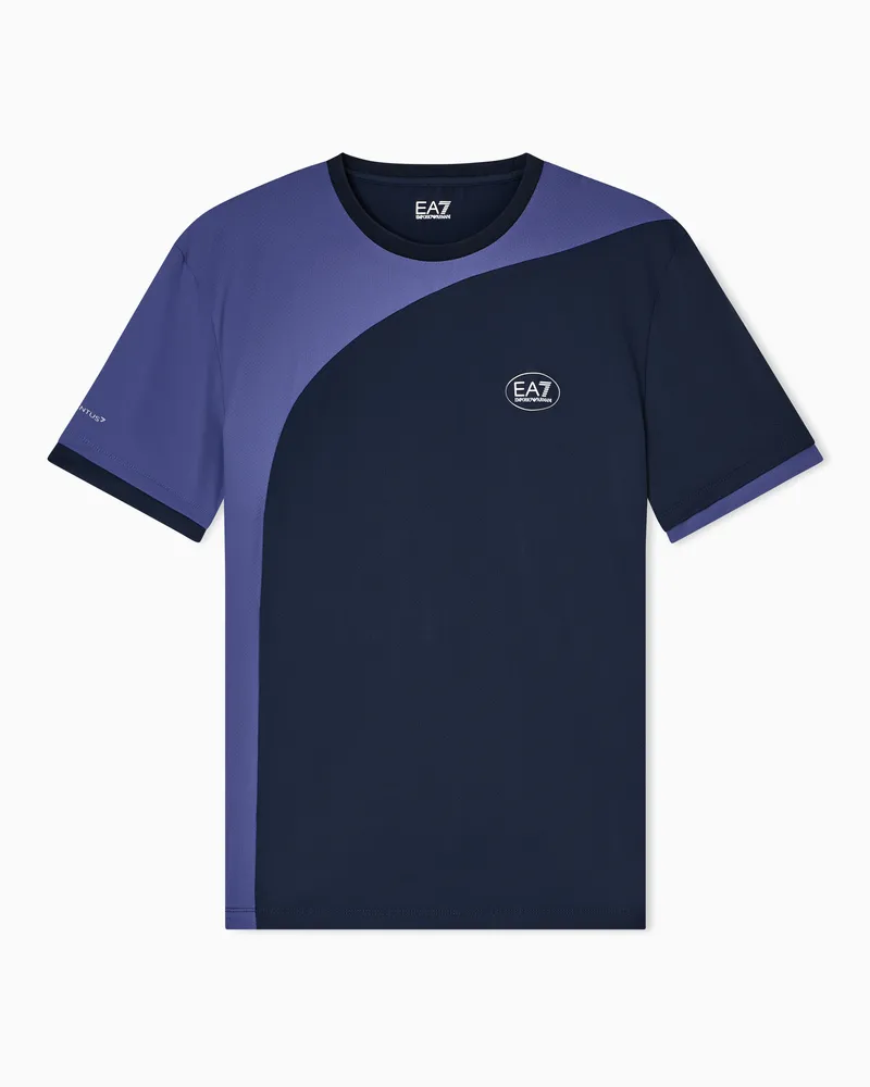 EA7 Tennis Pro Rundhals-T-Shirt aus VENTUS7-Funktionsgewebe Marineblau