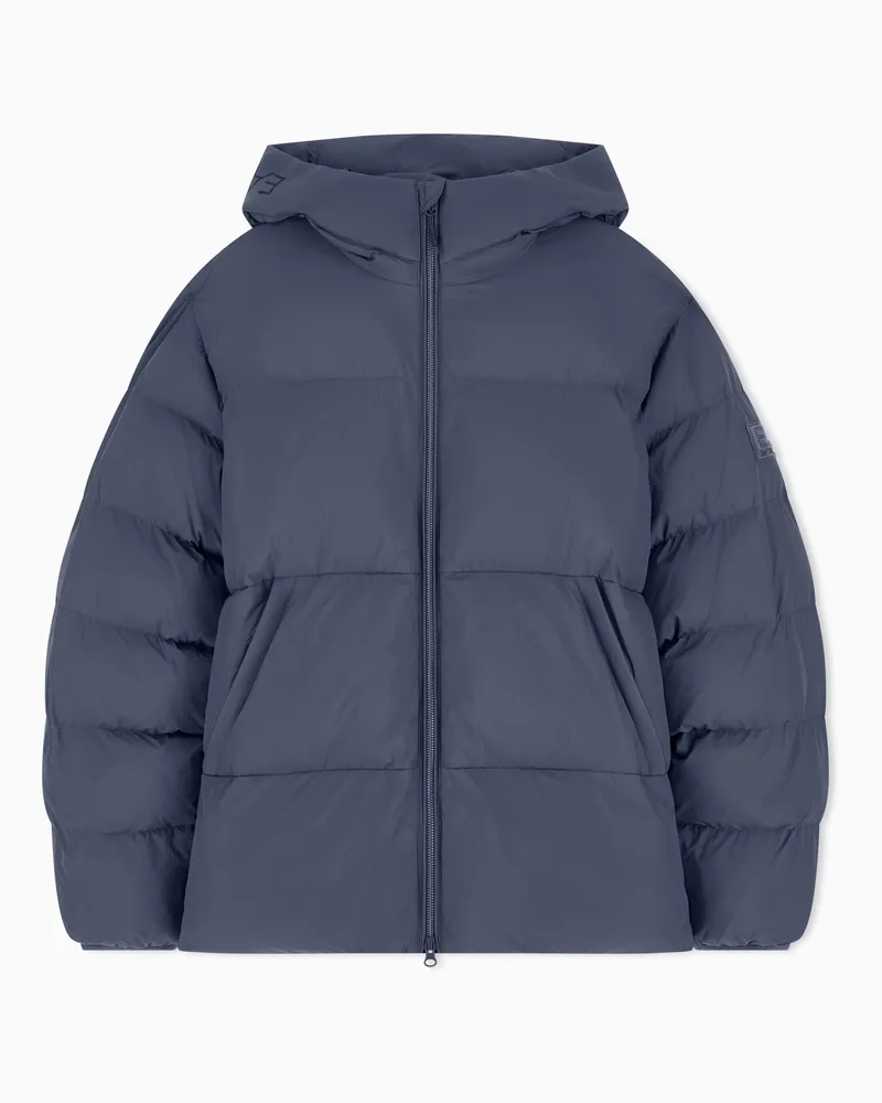 EA7 Bomberjacke mit Kapuze im Oversize-Fit aus Polyamid Blau
