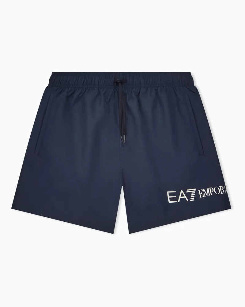 EA7 Badeboxershorts aus polyester mit Logo und Kordelzug Blau
