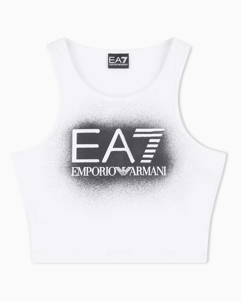 EA7 Visibility Top aus Stretchjersey Weiß