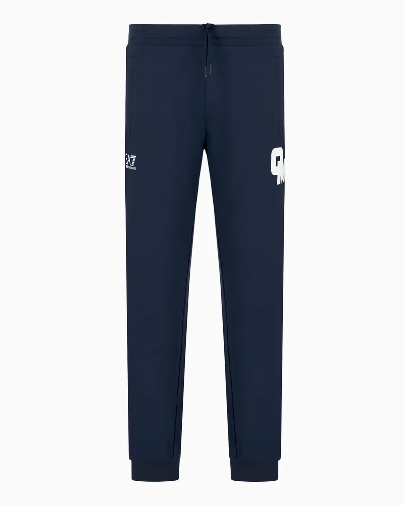 EA7 Olimpia Milano Jogginghose aus Baumwollfleece Marineblau