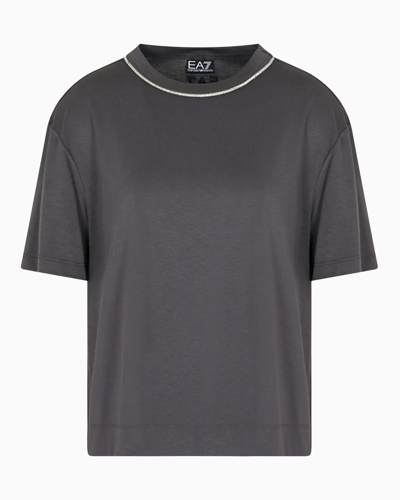 EA7 Precious T-Shirt mit Rundhalsausschnitt aus Viskosemischung Grau