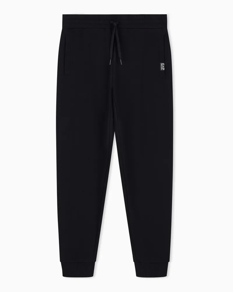 EA7 Jogginghose Logo Series aus Baumwolljersey mit Rippbündchen Schwarz