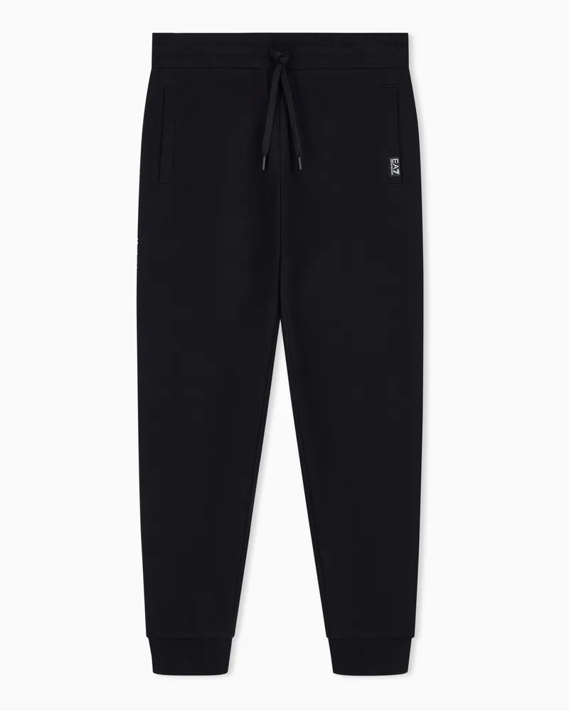 EA7 Jogginghose Logo Series aus Baumwolljersey mit Rippbündchen Schwarz