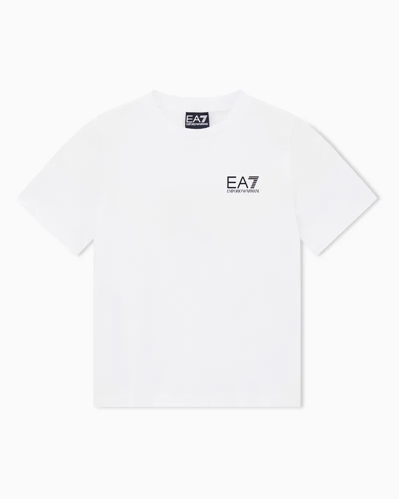 EA7 T-Shirt Core Identity Boy aus Baumwolljersey im Regular Fit Weiß