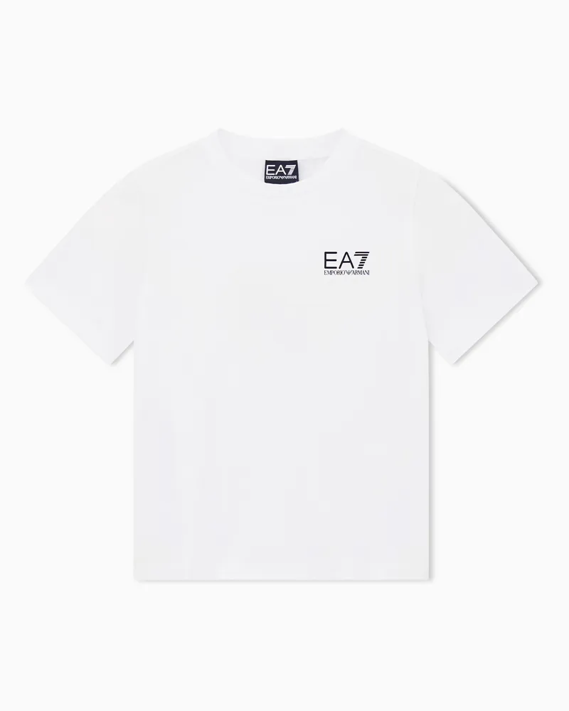 EA7 Core Identity Boy T-Shirt mit Rundhalsausschnitt aus Baumwolle Weiß
