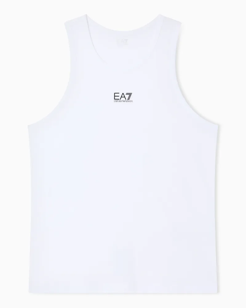 EA7 Baumwoll-jersey Tanktop Core Identity mit Rundhals Weiß