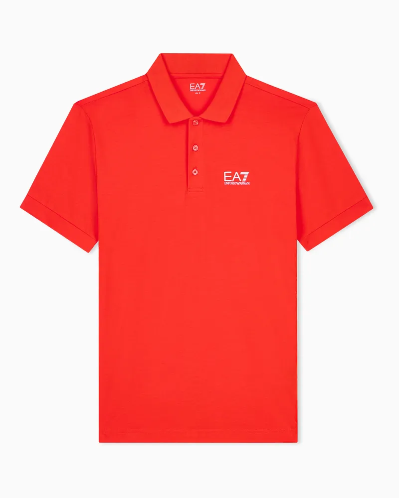 EA7 Baumwollstretch Poloshirt mit Brustlogo Core Identity Rot