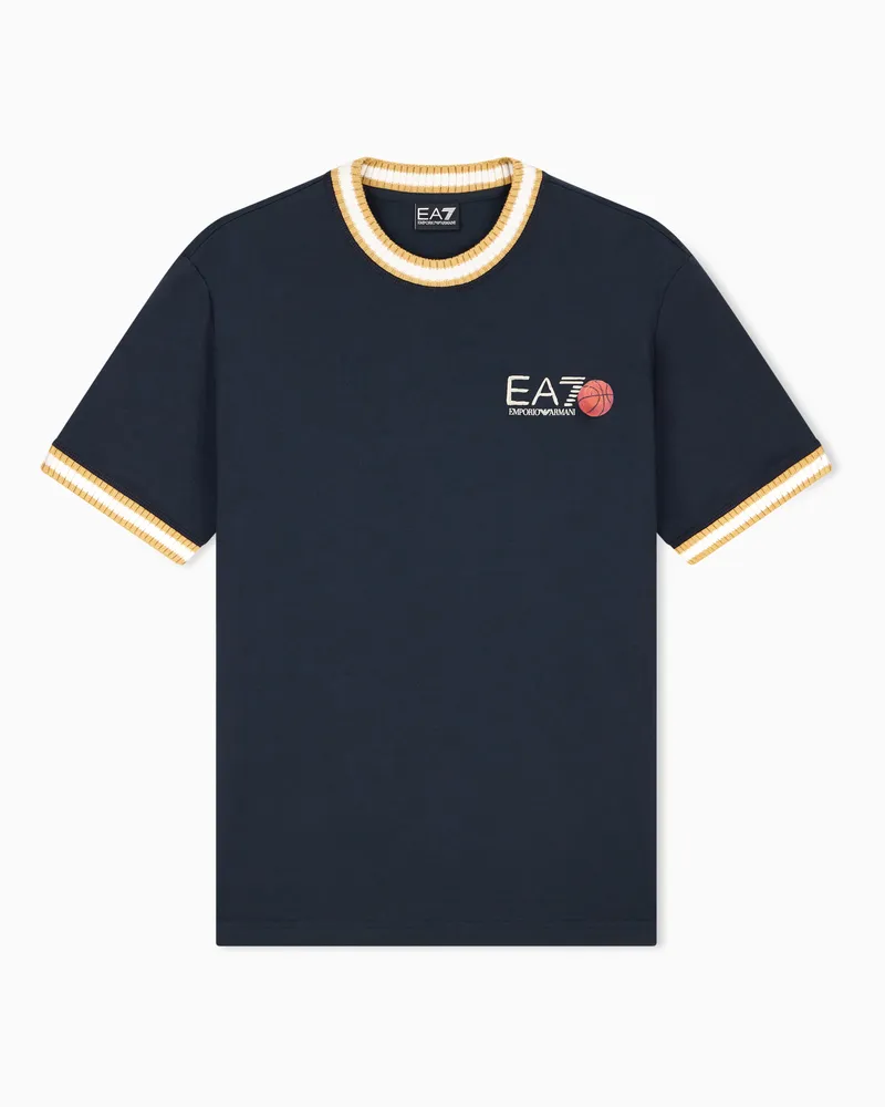 EA7 T-Shirt Graphic Series aus Baumwolljersey im Regular Fit Marineblau