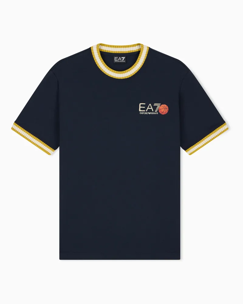 EA7 T-Shirt Graphic Series aus Baumwolljersey im Regular Fit Marineblau