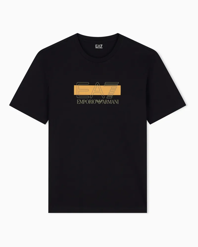 EA7 T-Shirt Visibility im Regular Fit aus Baumwolljersey Schwarz