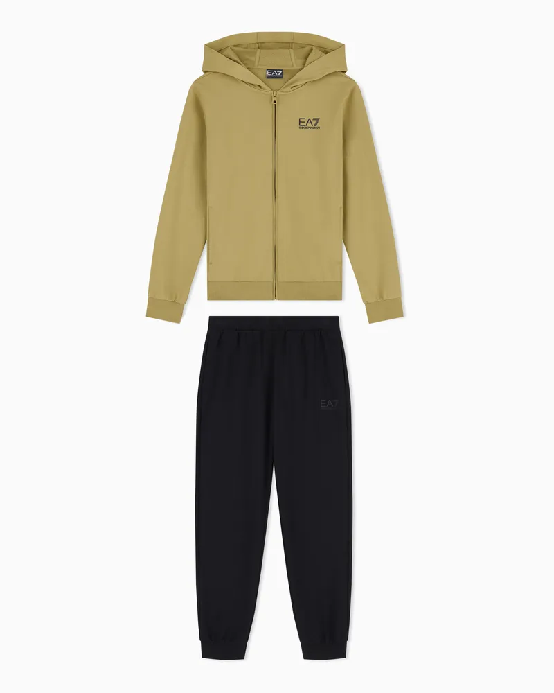 EA7 Trainingsanzug Core Identity Boy aus Baumwolle mit Kapuze Braun