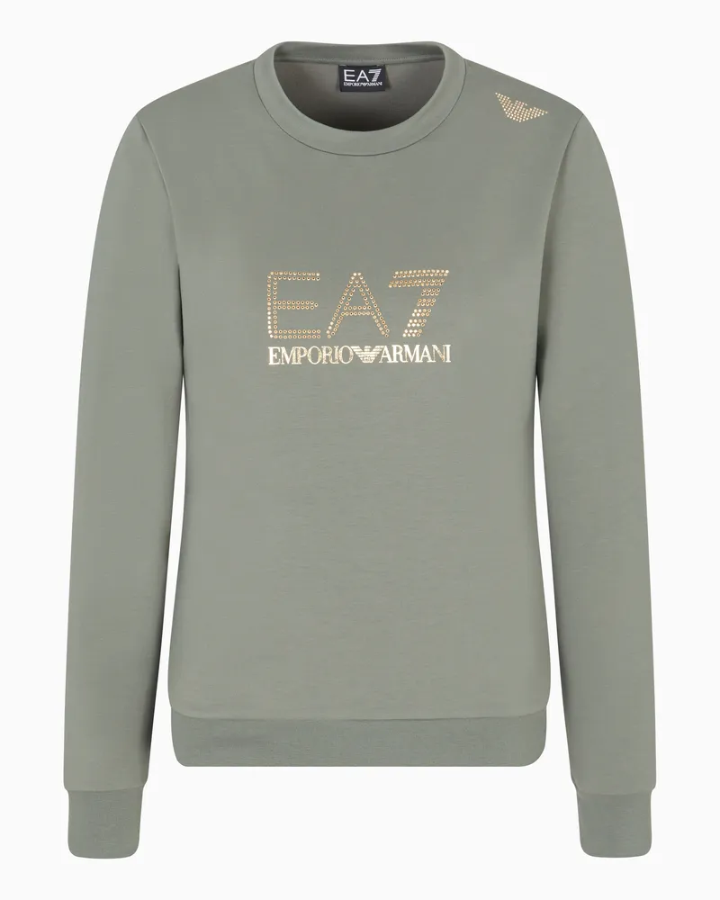EA7 Evolution Sweatshirt mit Rundhalsausschnitt aus einer elastischen Viskosemischung Grün