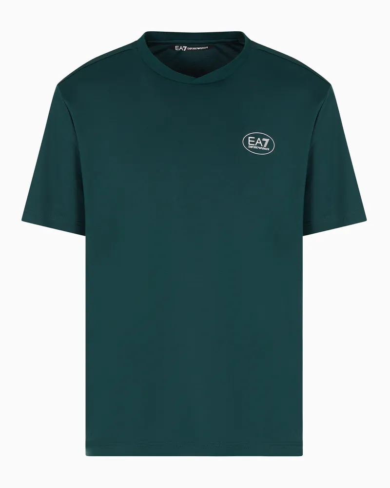 EA7 Tennis Club Jersey-T-Shirt mit Rundhalsausschnitt, gefertigt aus einer Viskose-Mischung Grün
