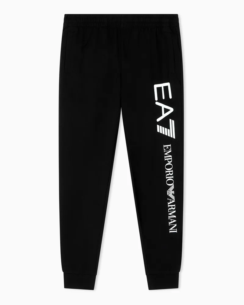 EA7 Logo Series Jogginghose aus Baumwolle Schwarz