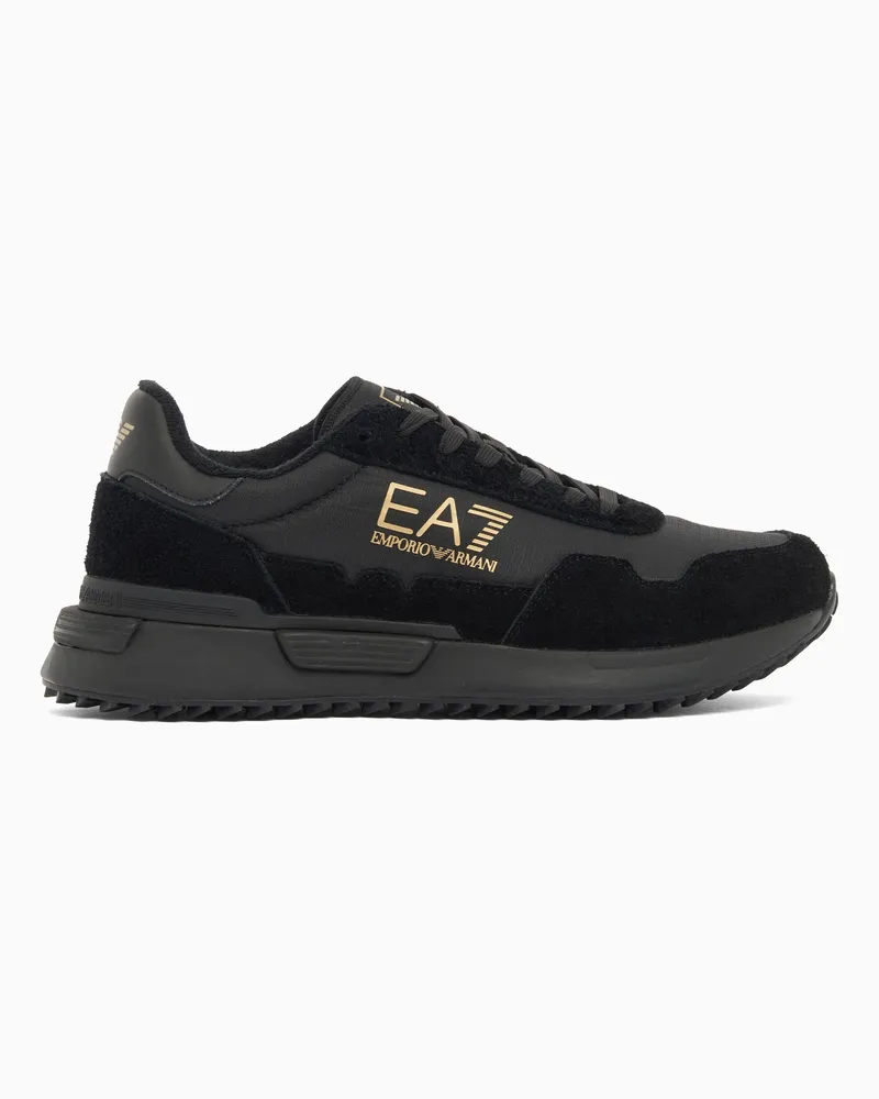 EA7 Vintage Sneaker mit Wildledereinsätzen Vintage Running Schwarz